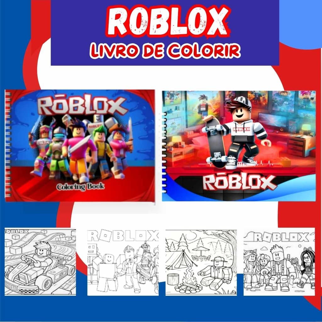 Caderno De Colorir Roblox Desenhos Capa Dura Premium Holográfica Caderno Para Crianças E Adultos Pintar