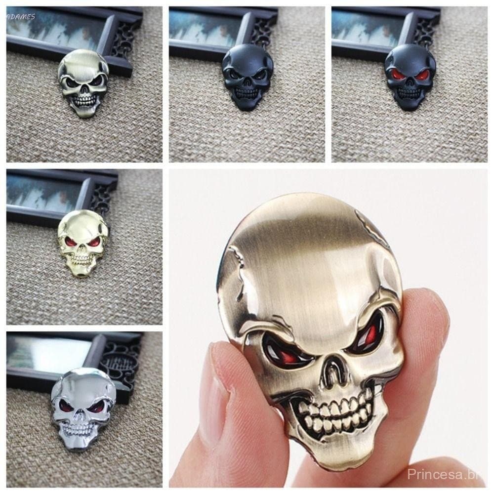 Adesivo De Carro Com Caveira De Metal 3d ADAMES , Decalque Esqueleto De Em Liga De Zinco , Autoadesivo