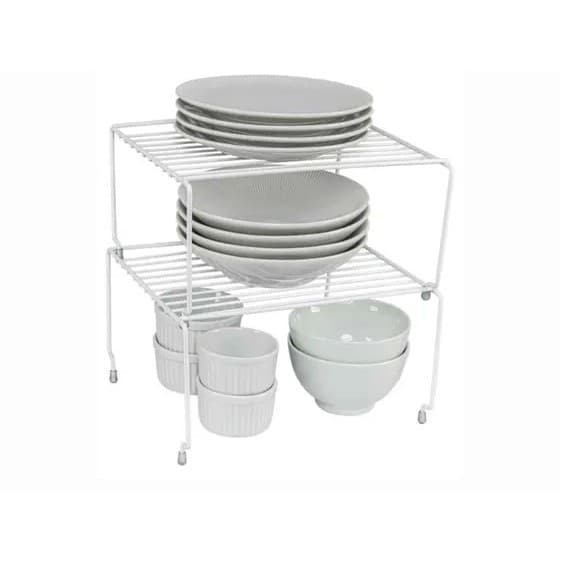 Organizador Para Cozinha Pratos Metalico Retangular P Cor Branco