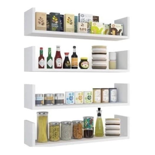 4 Prateleira Nichos U Livros 30x10 Mdf Branco 15mm
