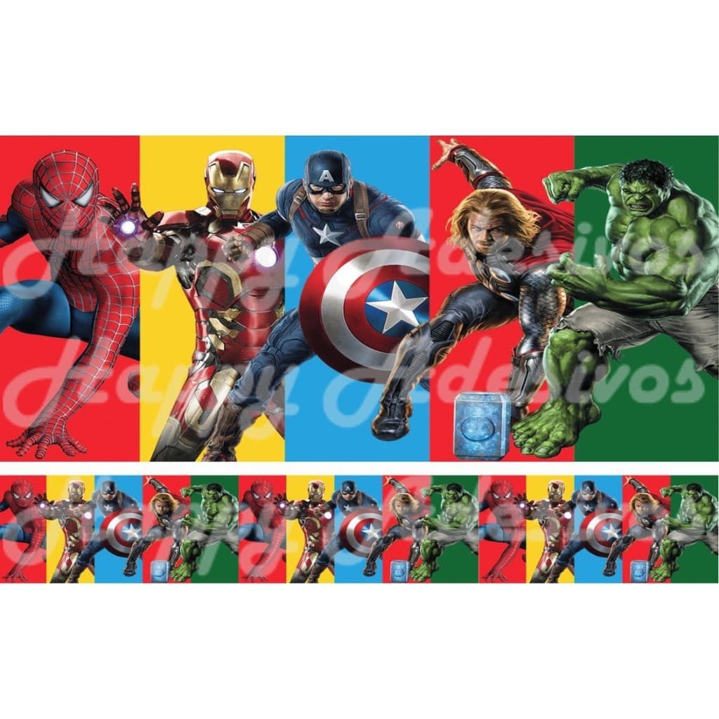 Faixa Adesiva Decorativa Parede Infantil Vingadores Herois Hulk Thor Homem Aranha Capitão América DC