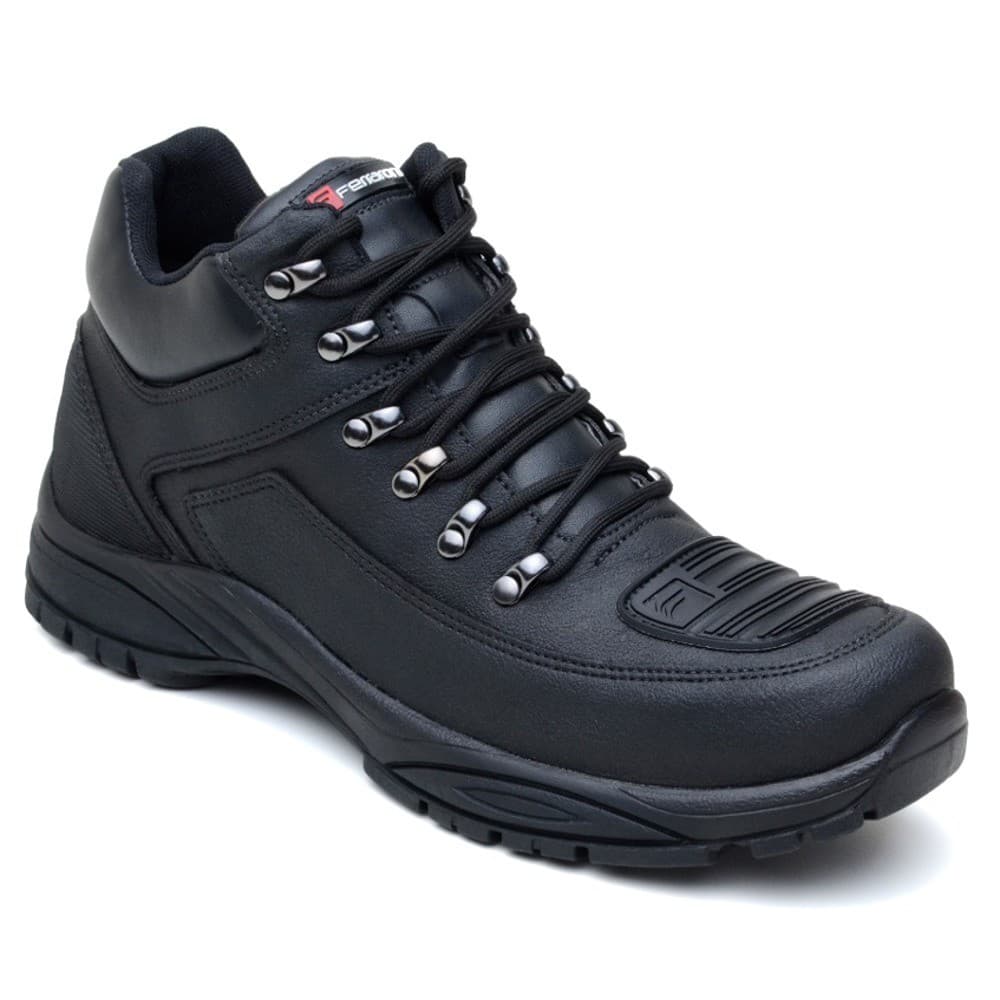 Bota Coturno Motociclista Motoqueiro Cano Baixo Com Cadarço Couro Eco