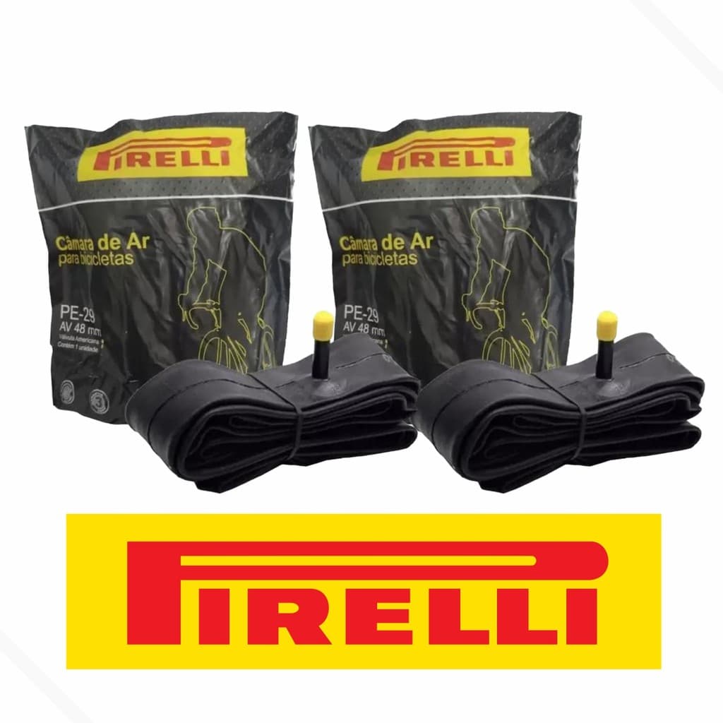 Kit c/ 2 Câmara De Ar Bicicleta Aro 29 x 1.95/2.1 MTB Válvula Schrader Bico Grosso 48mm Pirelli