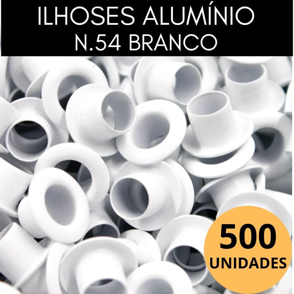 KIT 500 ILHOSES de Alumínio n.54 Branco para artesanato e papelaria personalizada
