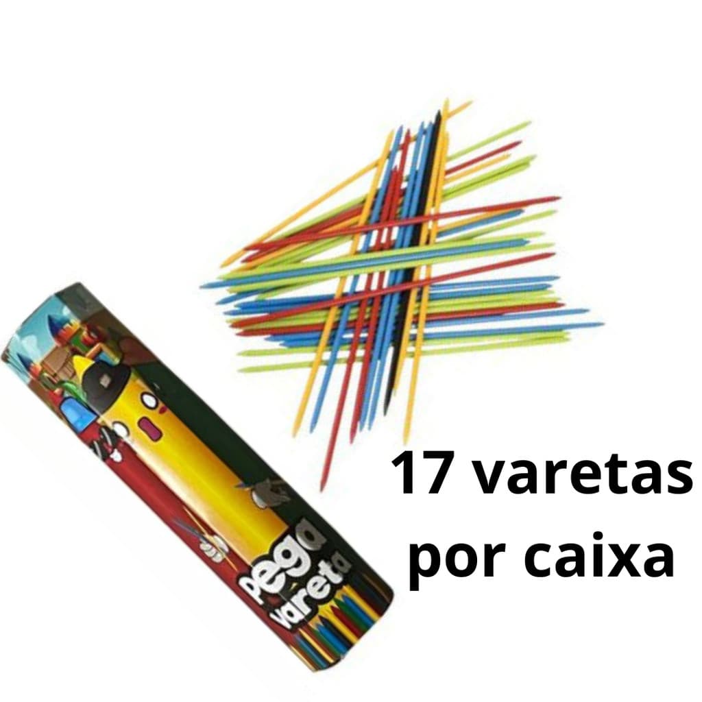 Kit 12 Caixas Jogo Pega Vareta c 17 Palitos De Plástico Coloridos para Festas Brinquedo para Atacado