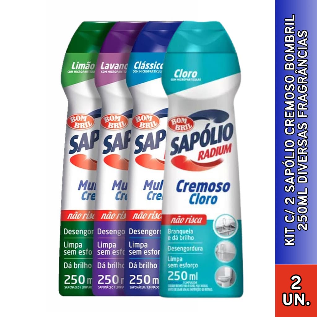 Kit Com 2 Sapólio Cremoso Radium Bombril Escolha Fragrância 250ml