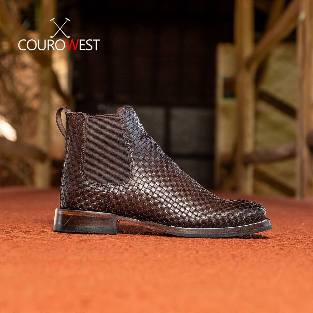 Bota Texana Couro Tricê Café