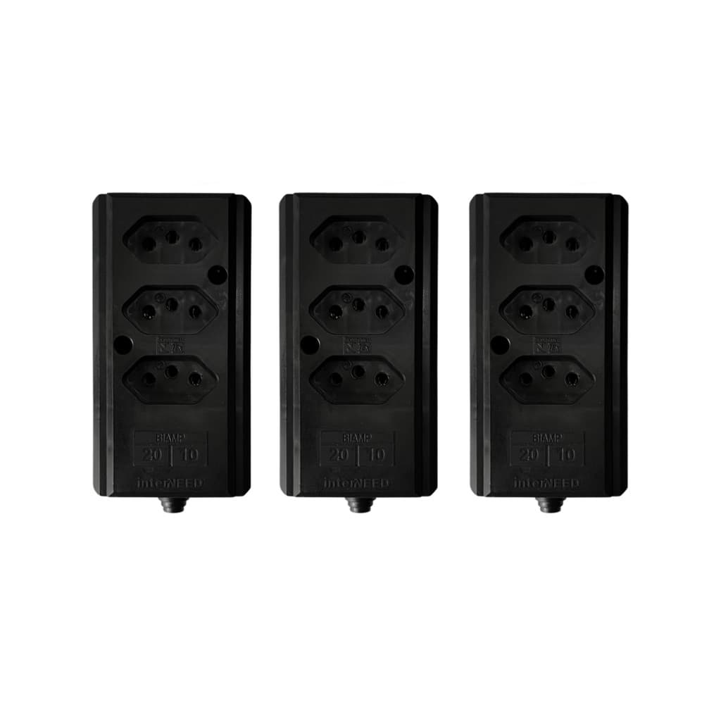 Kit Régua Tripla 20A 3 Pinos Extensão Adaptador 3 Unidades