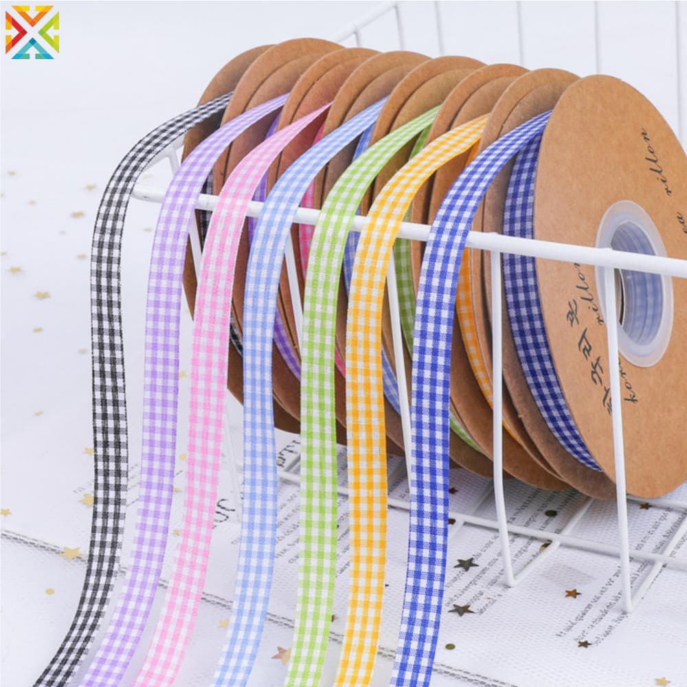 50 Jardas 1cm Fita Xadrez Grade Para Casa Casamento Festa De Natal Decoração DIY Artesanato Presente Buquê Embrulho Cost