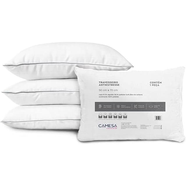 Kit 4 Travesseiros Antiestresse Camesa 50x70 Macio confortavél Antialérgico e antiácaro
