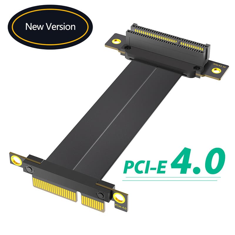10CM PCI-E4.0 X4 Riser Cabo Duplo 90 Graus PCIe Gen4 4X A 4X De Extensão Express Cartão Extensor De Fita 8Gb Para PC