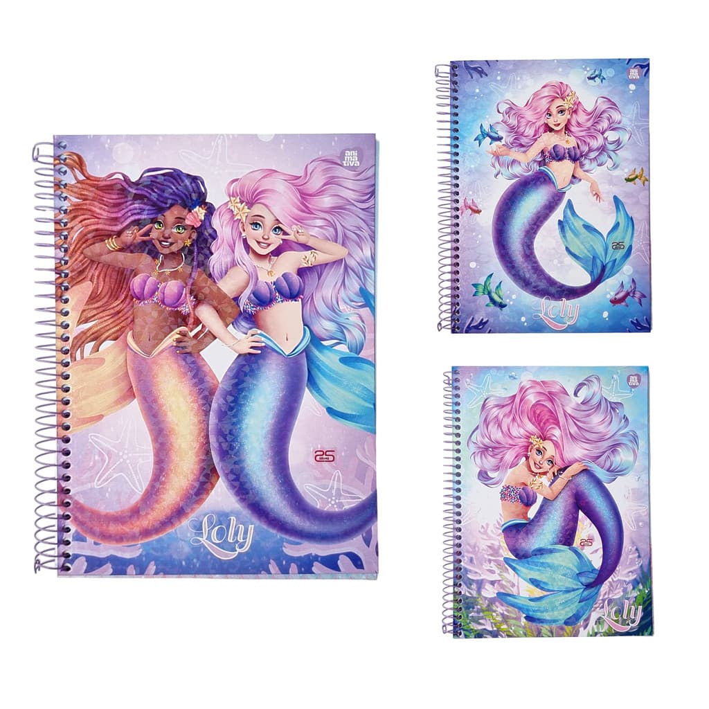 Sereia Loly Caderno 80fls 1mat Espiral Universitário 102138
