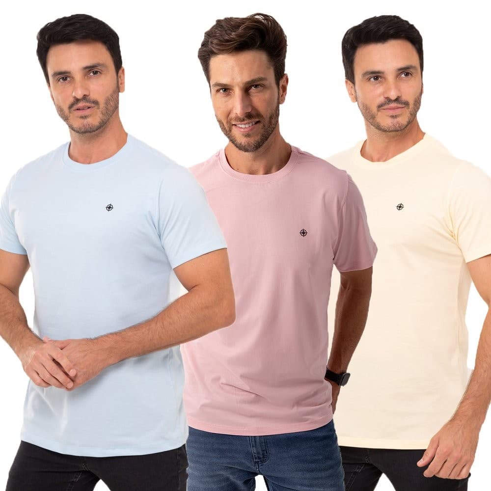 Kit 3 Camisetas Masculino Algodão Premium Casual