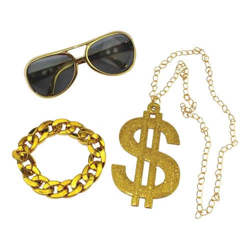 Kit Rapper Luxo Fantasia Gangster Mafioso Acessórios