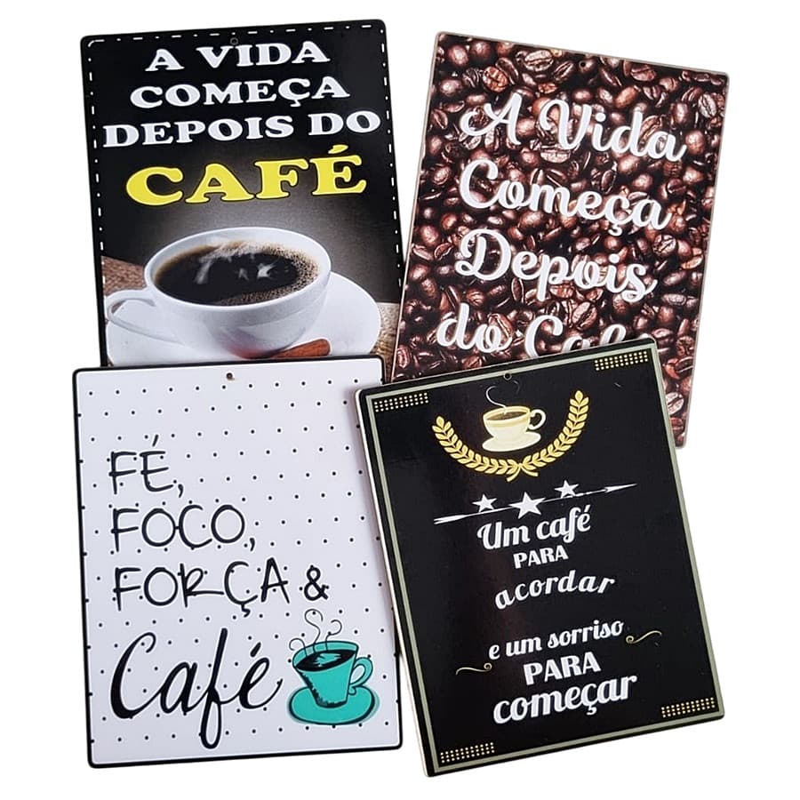 Placa café decorativa motivacional frase Quadrinho mdf 6720