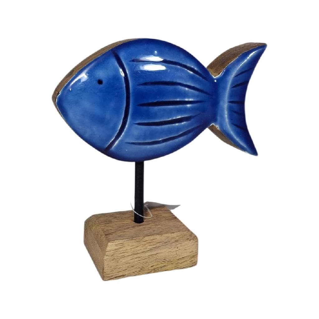 Escultura Decorativa Madeira Peixe Cardume Casa Praia Decorada Selecione Tamanho Grande Ou Pequeno