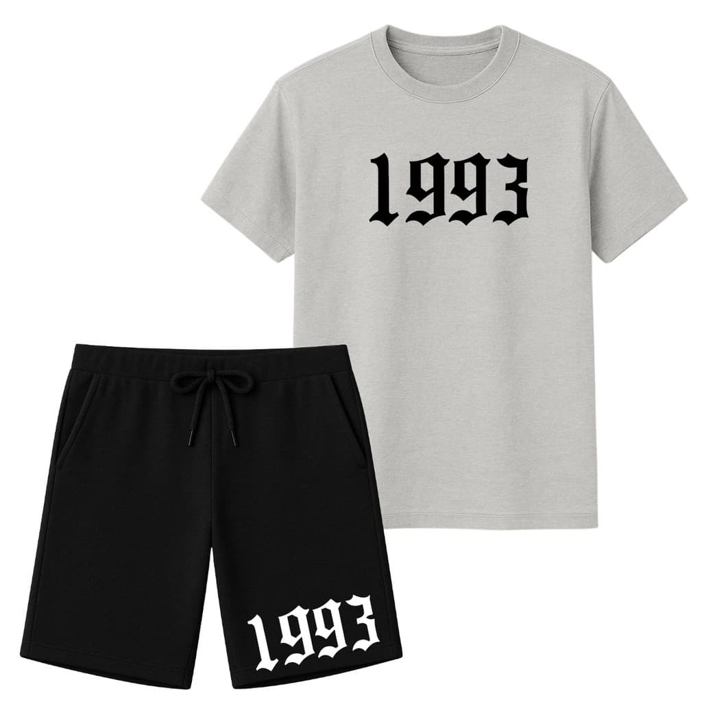 Conjunto Masculino 1993 Estampa Camiseta 100% Algodão + Short  Masculino Verão Kit 2 Peças Lançamento