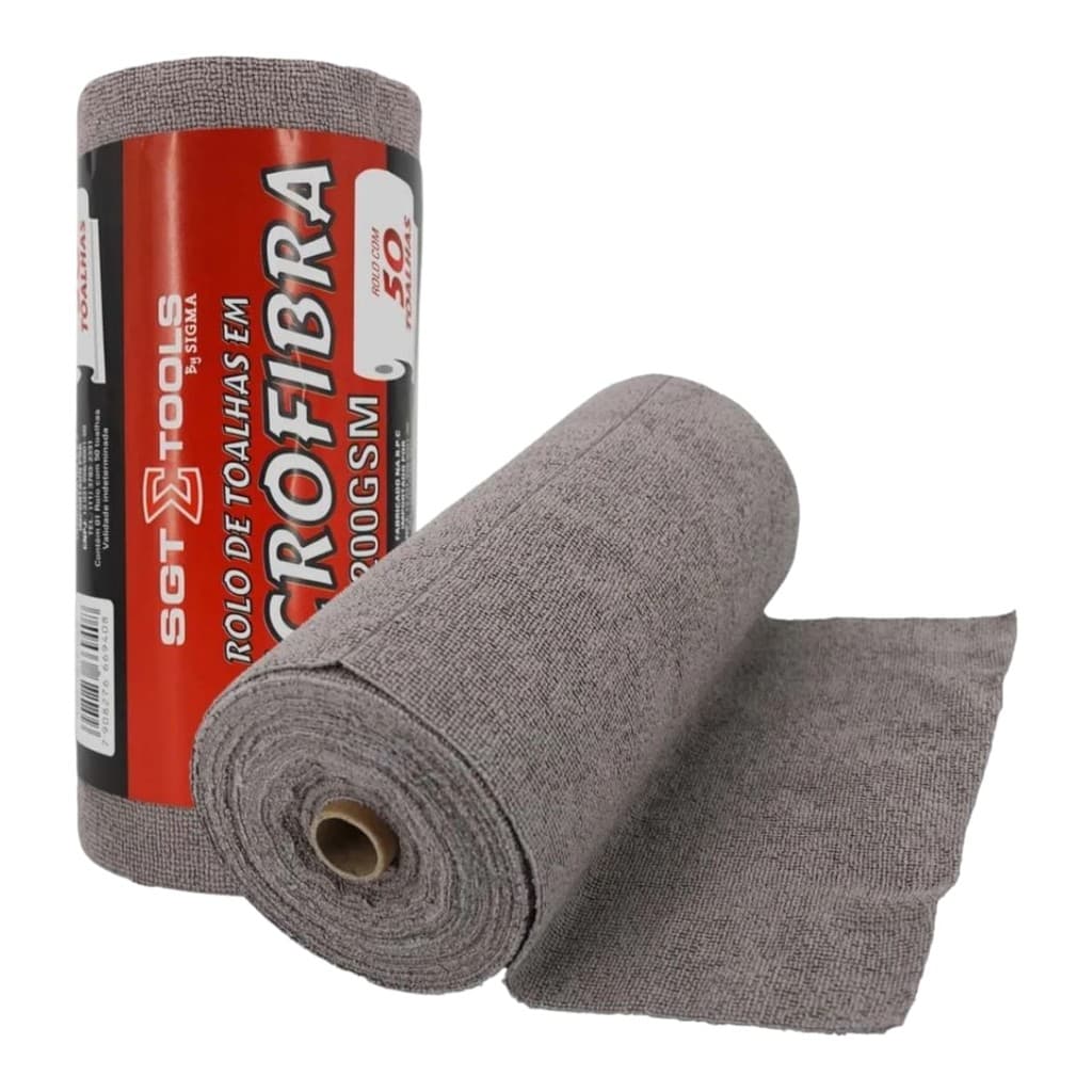 Rolo Toalhas Em Microfibra 30x30 200gsm 50un Cinza - Sigma
