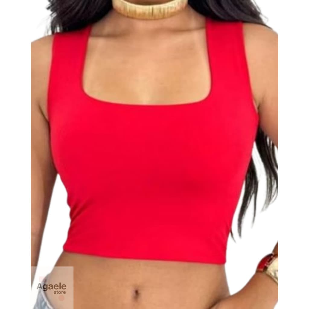 Cropped Feminino Suplex Decote Quadrado Tamanho Único