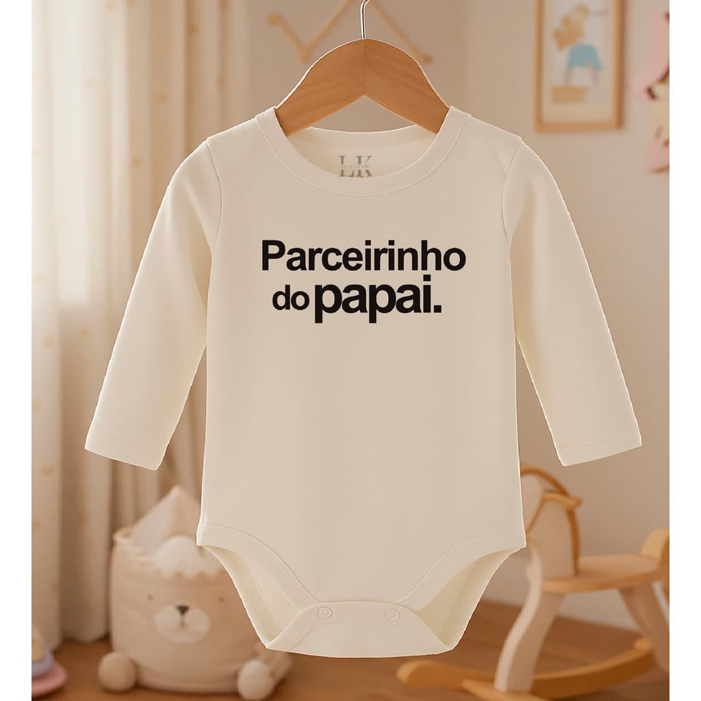 Body Bebê frase "Parceirinho do papai." 100% Algodão Fio Egípcio