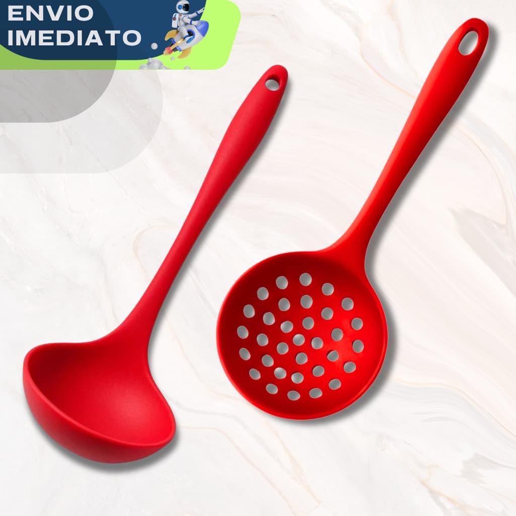 LIQUIDAÇÃO Concha Escumadeira Silicone Premium Utensílios Caldos Frituras Feijão Arroz Cozinha Antiaderente Restaurante