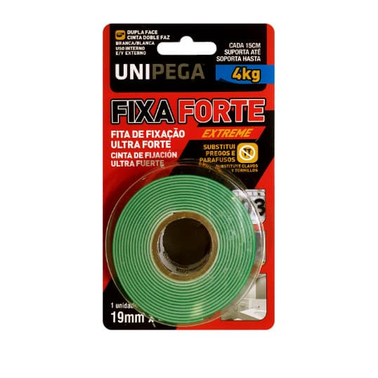 Fita Dupla Face Fixa Forte Extreme 19mm x 2mm Unipega
