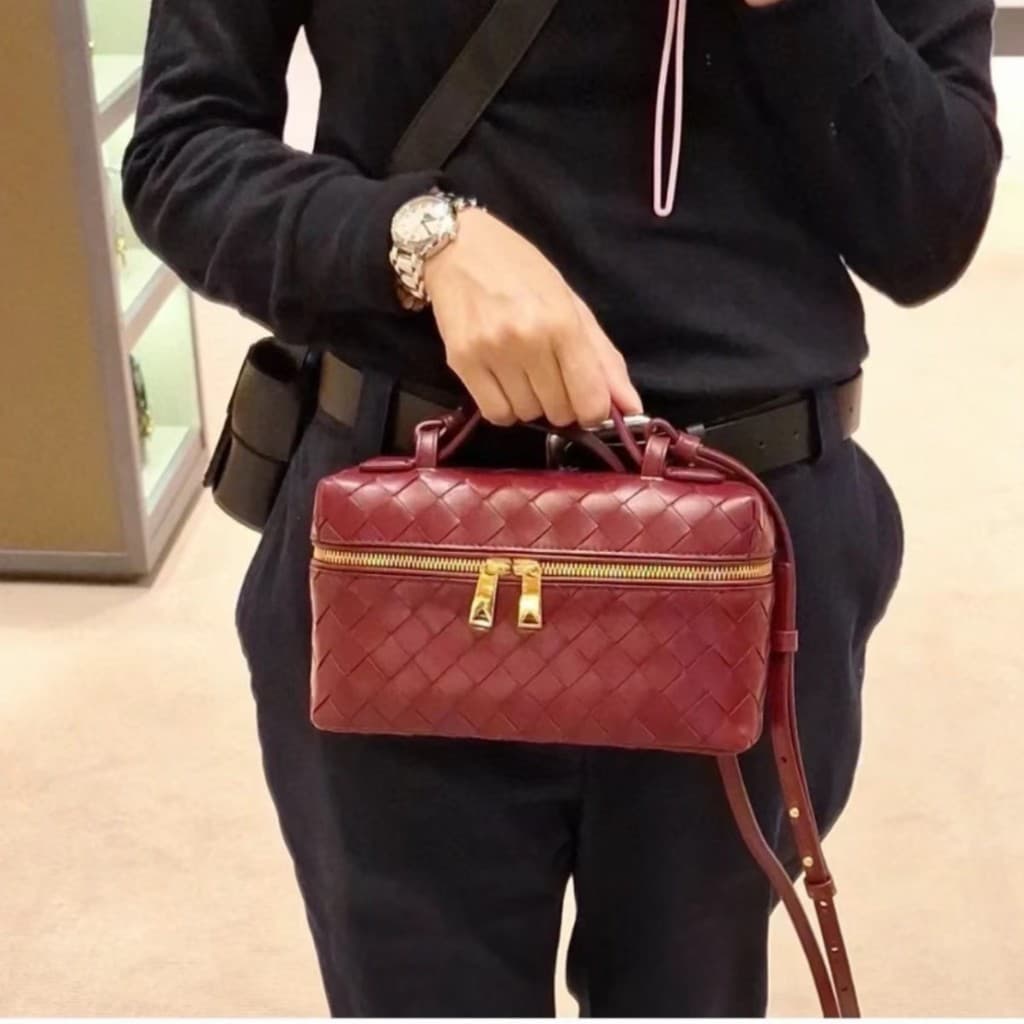 Bolsa Crossbody Com Zíper Trançado Feito À Mão-Pequena Transparente Da Moda