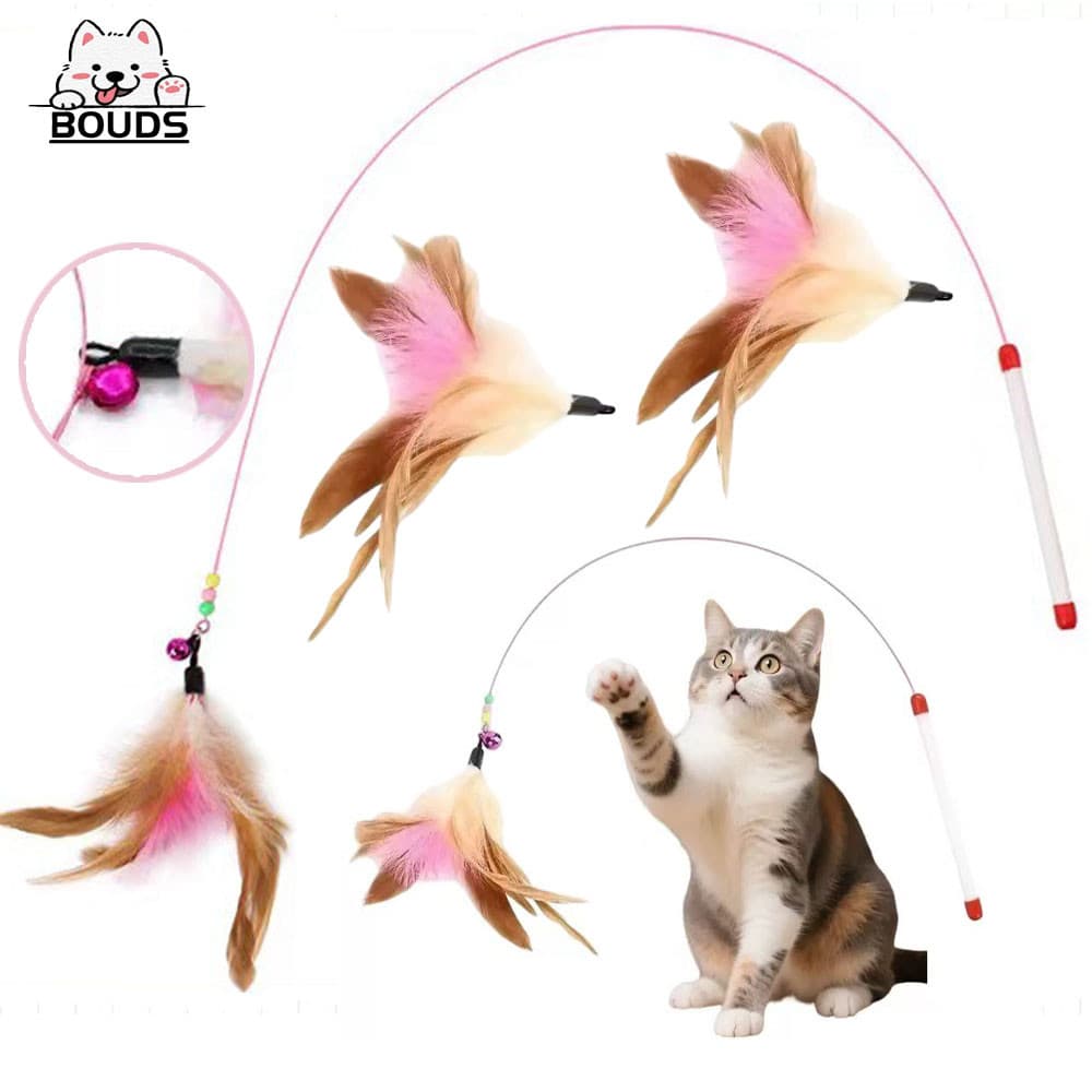 Brinquedo para pets - Sininho de penas colorido para gatos - Durável para gatos roerem