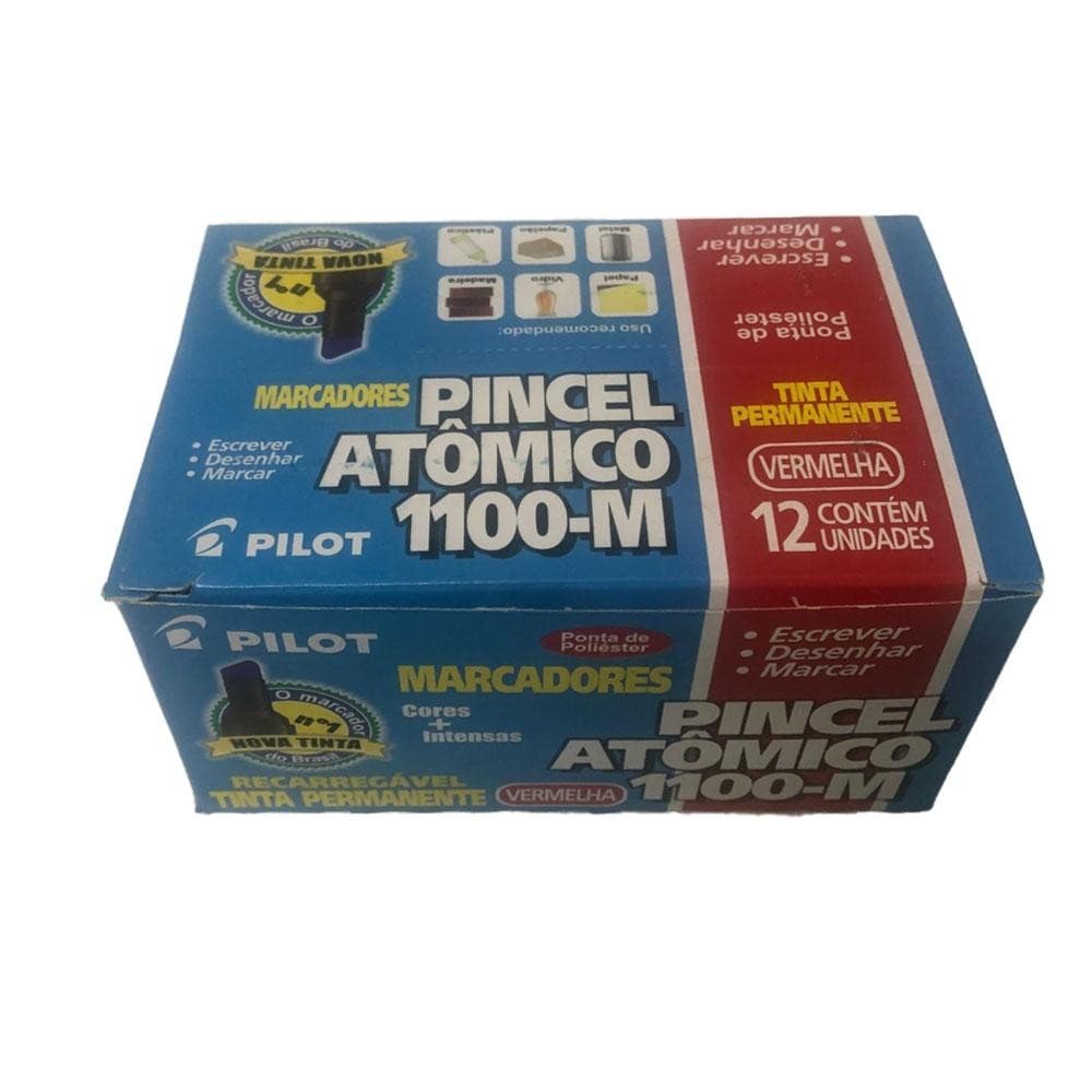 Marcador Pincel Atômico 1100-M Vermelho cx/12und Pilot