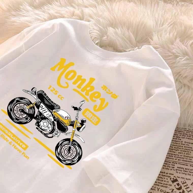 Algodão Puro 2025 Novo Casal Motocicleta Impressão Camiseta Tamanho Grande Topo retro De Manga Curta Masculino Verão Bra