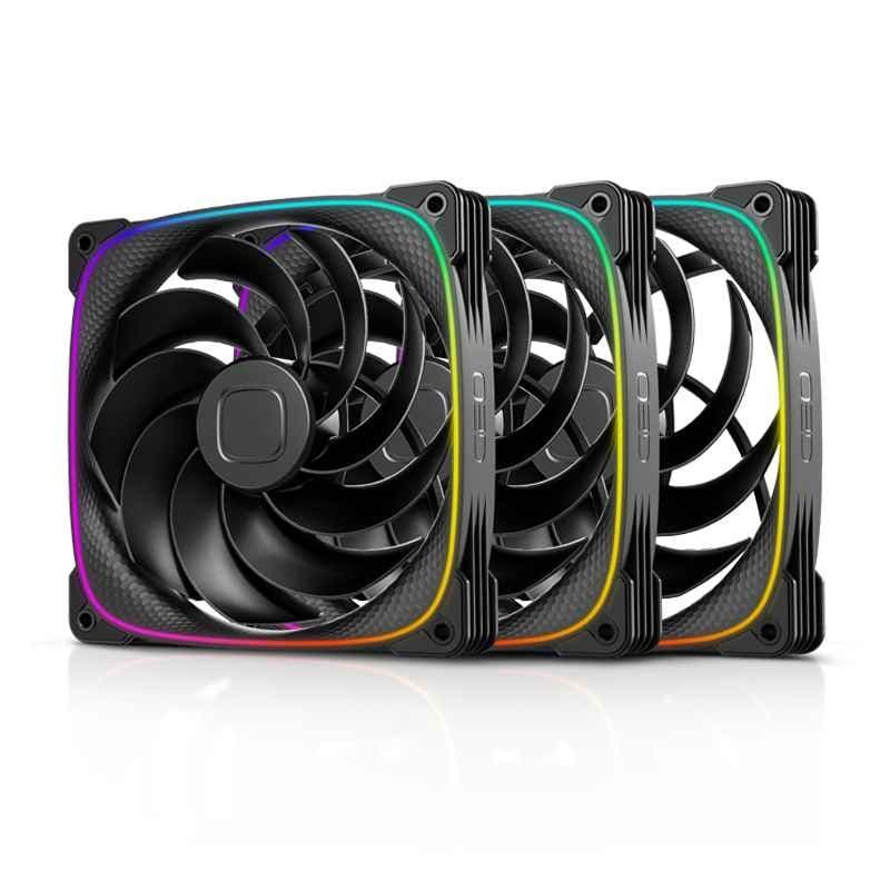 Kit 3 Fans 140mm Geometric Future Squama 2503R14 Reverse ARGB Fluxo Invertido