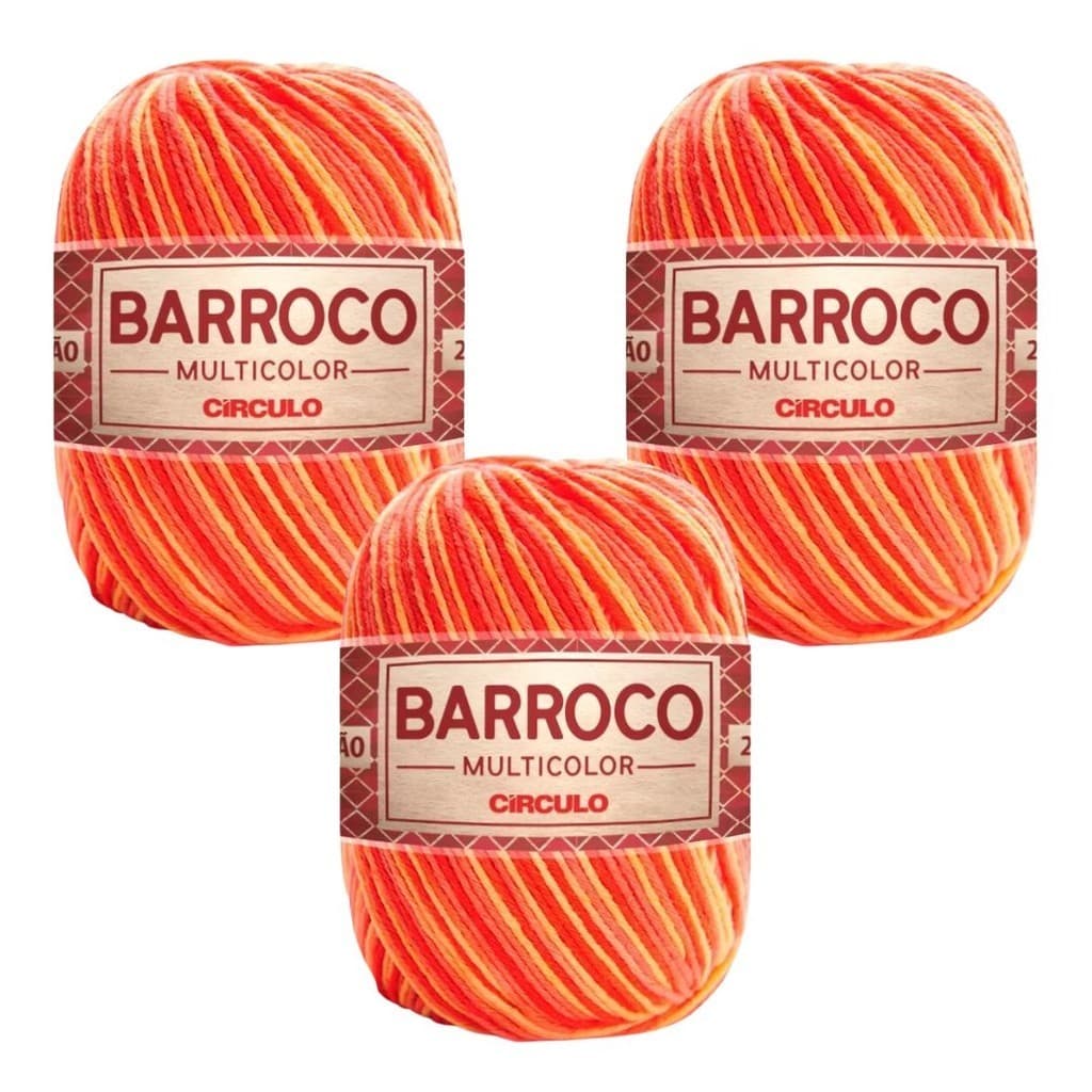 Kit 3 Fio Barroco Multicolor Círculo 200g 226m