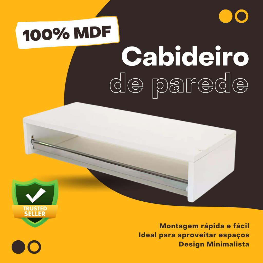 Cabideiro De Parede Branco 60cm Arara de Roupas Quarto Closet + ENVIO IMEDIATO