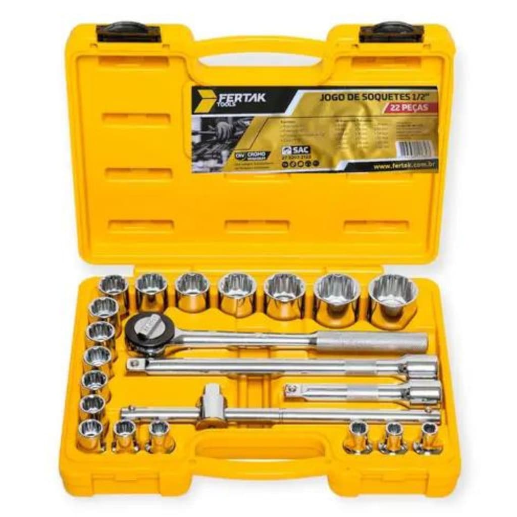 JOGO SOQUETE 1/2" (8-32) 22 PCS FERTAK