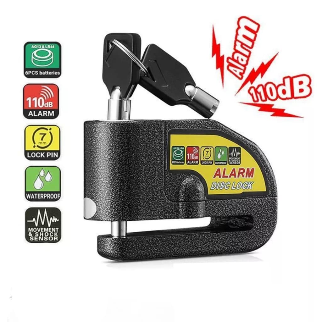 Trava Cadeado De Freio Disco Com Alarme Sonoro Para Moto Universal