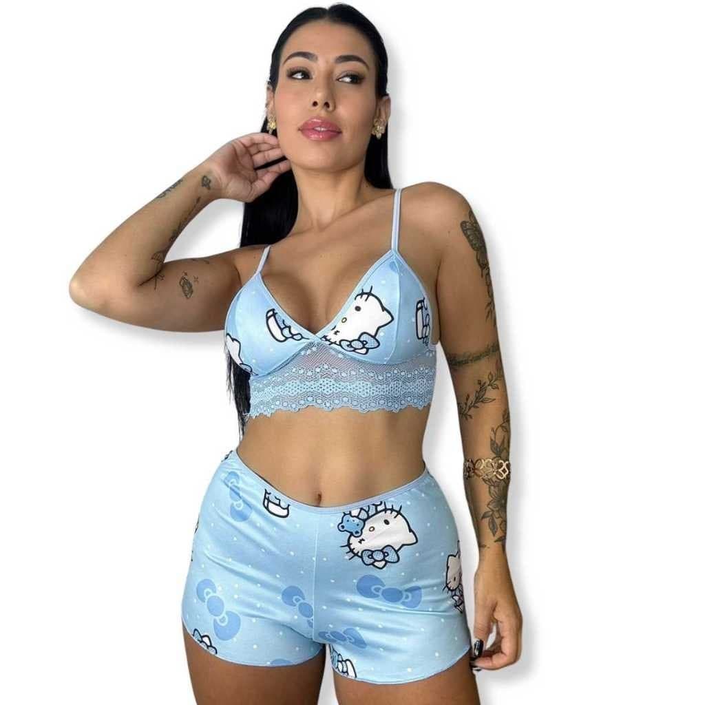 Short Doll Estampado Curto Pijama de Dormir Sem Bojo Feminino Personagem com Alça 603