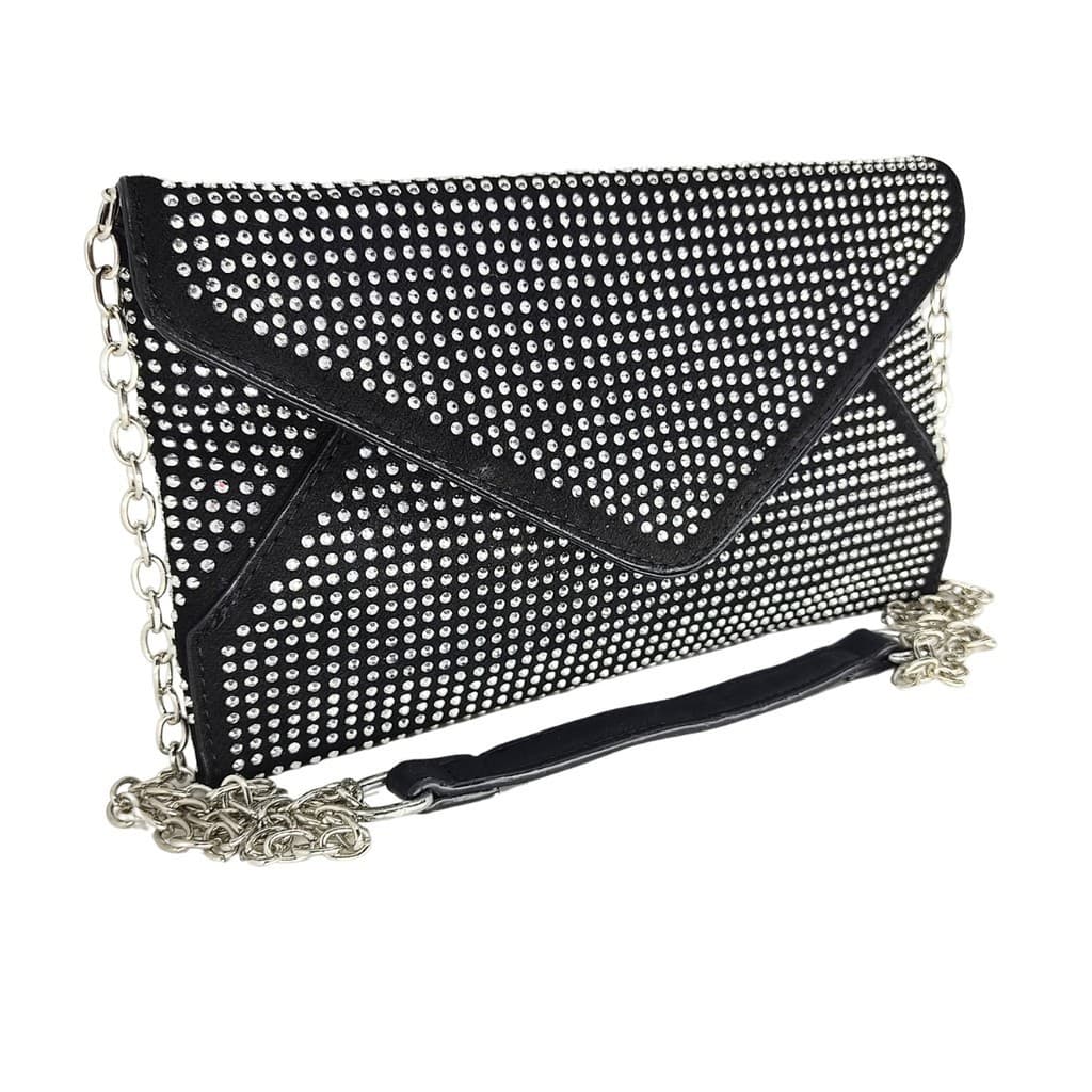 Bolsa feminina tiracolo envelope com strass brilho premium