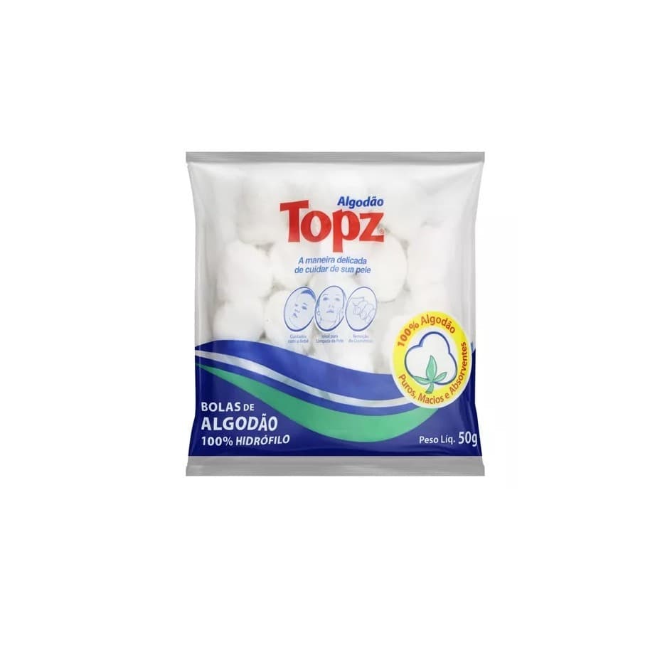 Algodão em Bolas Hidrófilo Topz Pacote 50g