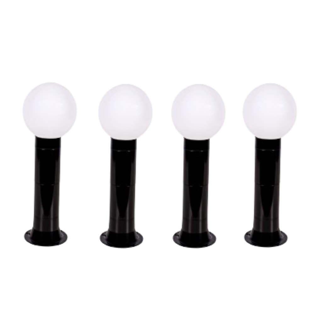 Poste Balizador Luminária Globo Jardim 55cm Preto Kit 4