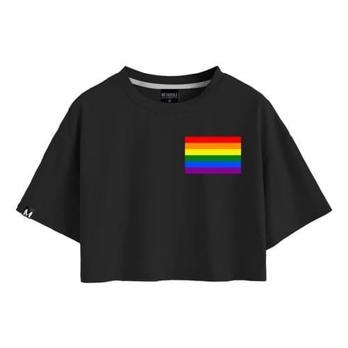 CROPPED CAMISETA Lgbt Básica Feminino Unissex Bandeira Orgulho Gay Arco Iris Blusinha Curta