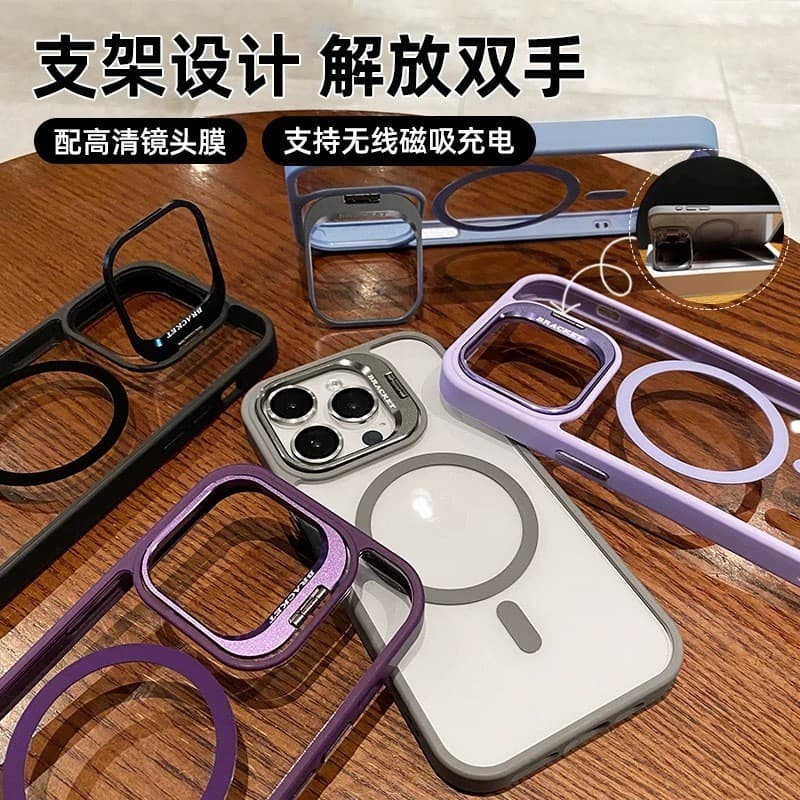 Capa Magnética Translúcida De Luxo Para Iphone 13 14 15 16pm Protetora De Lente Metálica Caixa Acrílica