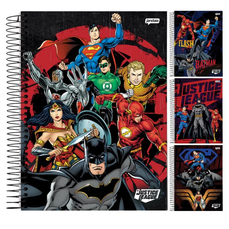 Caderno Espiral 1/4 80Fls Liga da Justiça +Brin.de Jandaia
