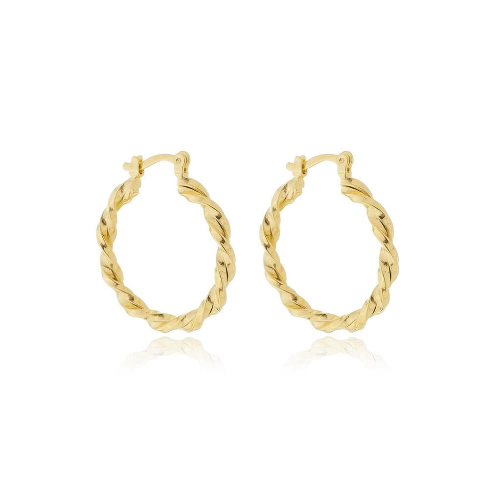 Brinco Argola Fio Torcido 3x25mm Banhado a Ouro - Semijoia