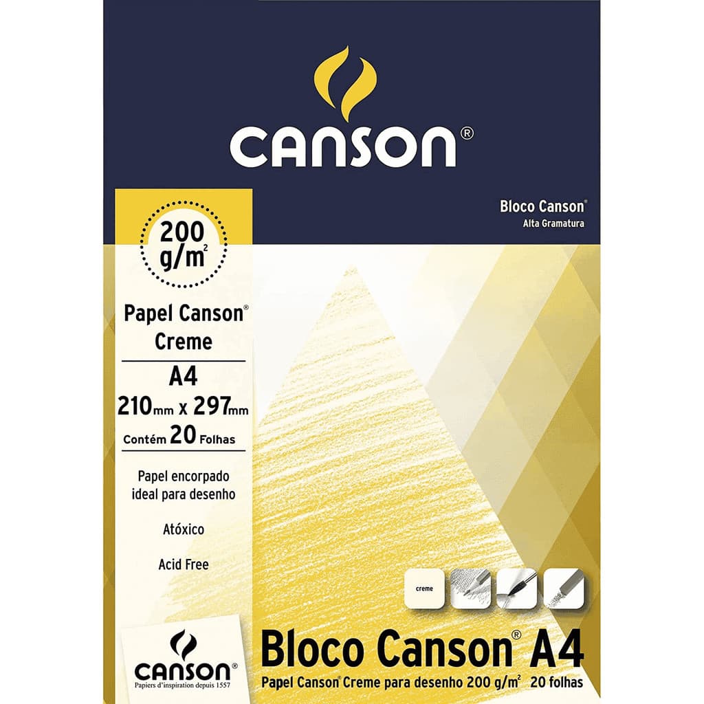 Bloco para Desenho Canson A4 200g/m2 Creme 20 fls - 66667042