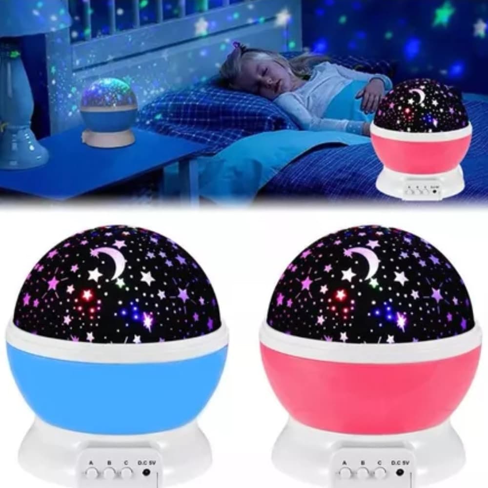 Luminária Projetor Estrelada  Galaxy 360  A Pilha