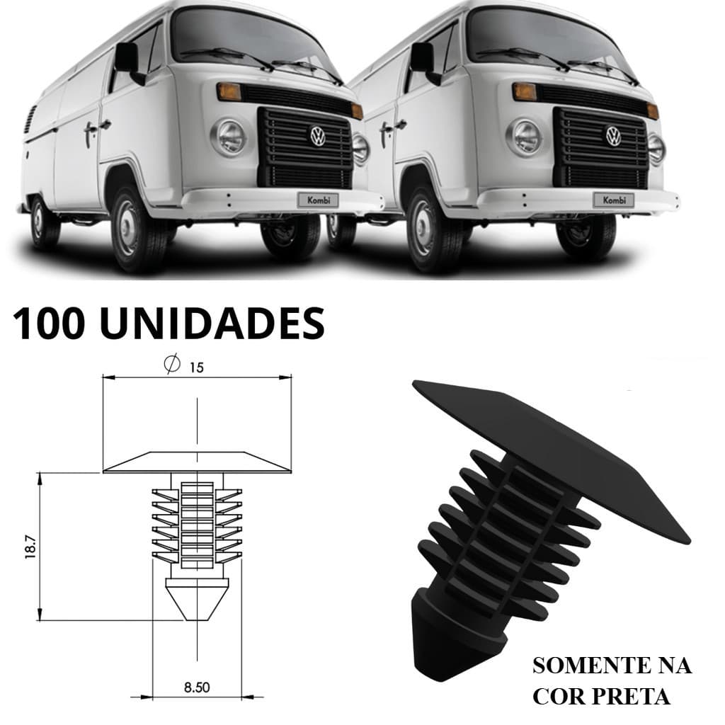 100 Presilhas Grampo Do Revestimento Da Porta Vw Kombi