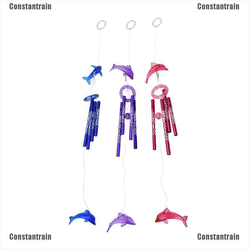 《Constantrain》Criativo Golfinho Cristal 4 Tubo de Metal Sino de Vento Decoração para Casa Bby