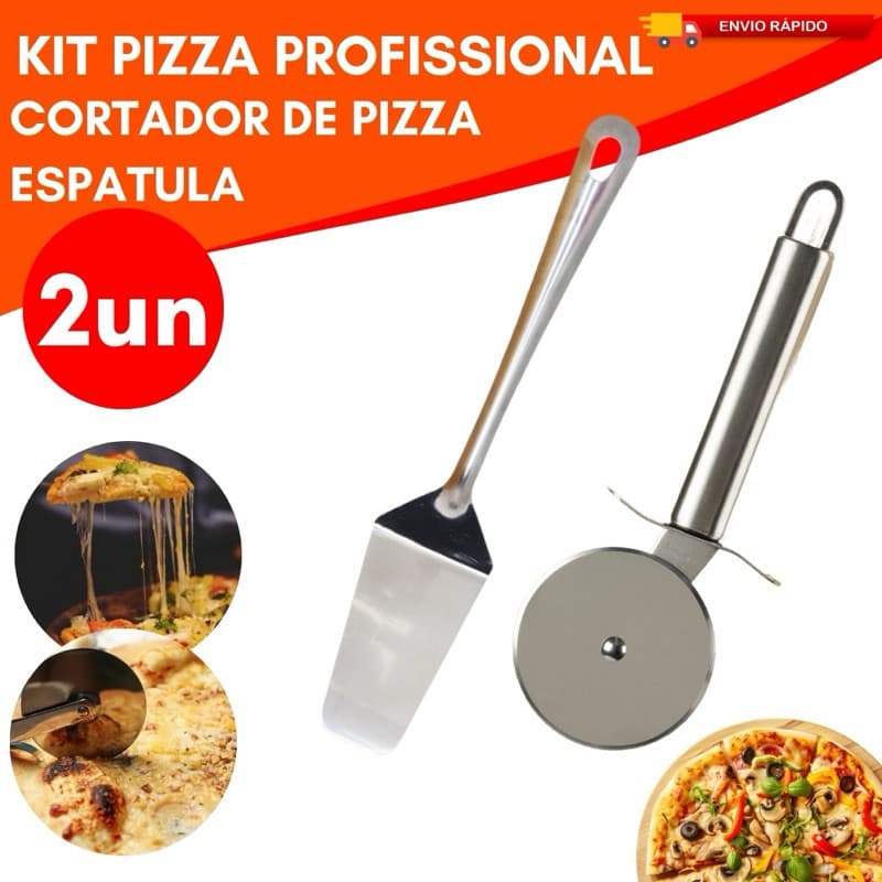 2 Peças Inox Espatula e Cortador de Pizza em Inox Pizzaria Restaurante de Alta Qualidade