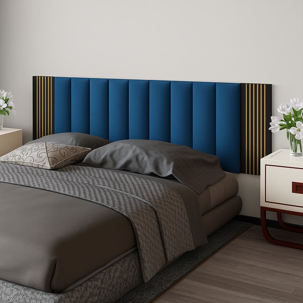 Cabeceira de Cama Casal/Queen/Box – Kit com 10 Placas Estofadas + 4 Ripado MDF Adesivo Auto Colante