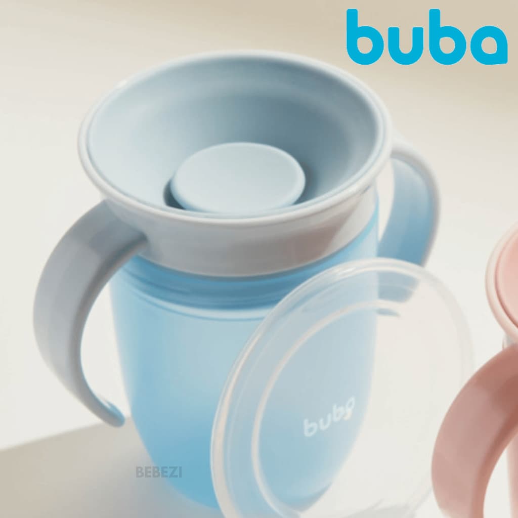 Copo de Treinamento Azul Buba 360 para Bebê Infantil Antivazamento Para Introdução Alimentar 210 ml